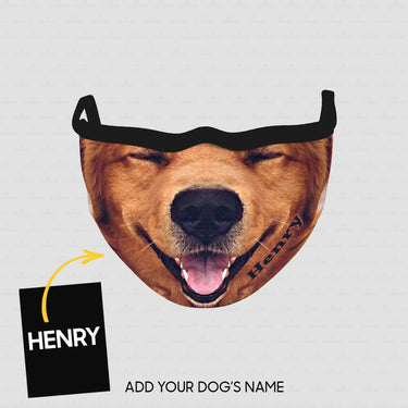 Personalized Dog Gift Idea - Dark Brown Golden Smiling Face For Dog Lovers - Cloth Mask
